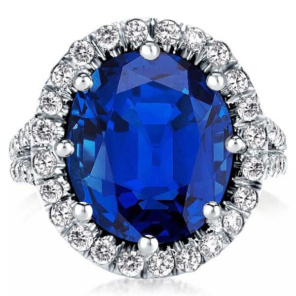 oval cut engagement rings - Split Shank Halo Blue Sapphire Oval Cut Engagement Ring, Italo jewelry - Online Catalog