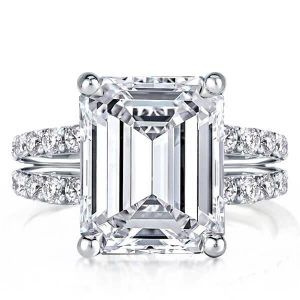 emerald cut engagement rings - Split Shank Emerald Engagement Ring (4.42 CT. TW.), Italo jewelry - Online Catalog