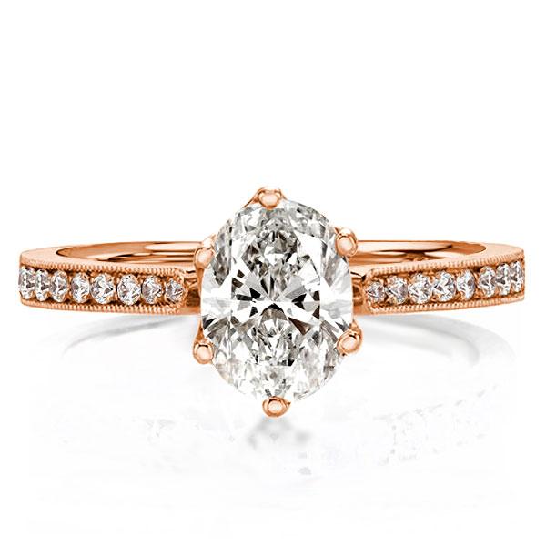 oval cut engagement rings - Rose Gold Milgrain Oval Cut Engagement Ring, Italo jewelry - Online Catalog