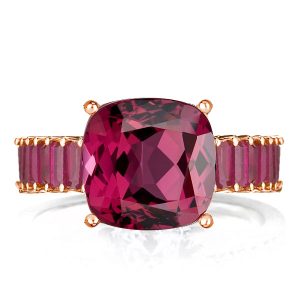 rose gold engagement rings - Rose Gold Cushion Cut Created Ruby Sapphire Engagement Ring, Italo jewelry - Online Catalog