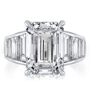 emerald cut engagement rings - Sterling SIlver Ring Unique Engagement Ring With Emerald & Baguette, Italo jewelry - Online Catalog