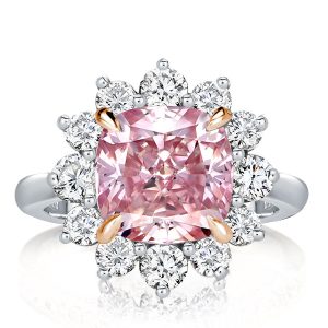 halo engagement rings - Two Tone Pink Cushion Cut Engagement Ring, Italo jewelry - Online Catalog