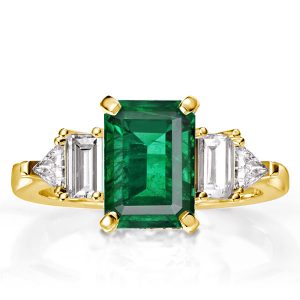 emerald cut engagement rings - Emerald Cut Green Double Side Stones Emerald Engagement Ring, Italo jewelry - Online Catalog