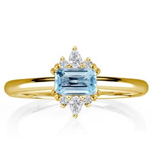 emerald cut engagement rings - Golden East West Emerald Aquamarine Engagement Ring, Italo jewelry - Online Catalog