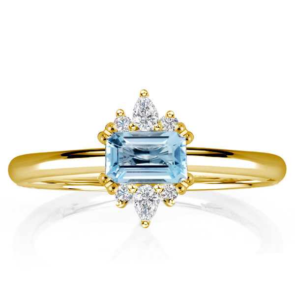 emerald cut engagement rings - Golden East West Emerald Aquamarine Engagement Ring, Italo jewelry - Online Catalog