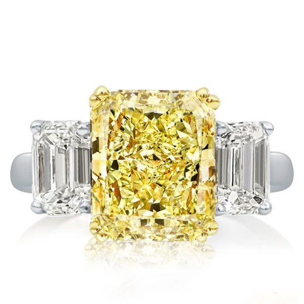 three stone engagement rings - Three Stone Radiant Cut Yellow Topaz Engagement Ring, Italo jewelry - Online Catalog - Image 2