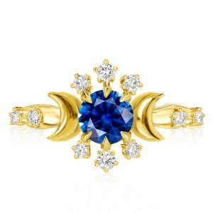 moon & stars - Golden Moon & Stars Blue Sapphire Engagement Ring, Italo jewelry - Online Catalog