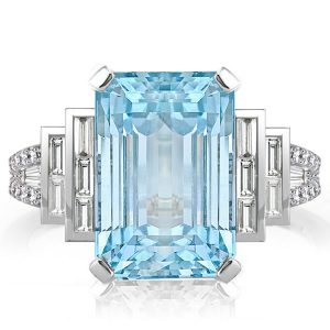 emerald cut engagement rings - Split Shank Emerald Cut Aquamarine Engagement Ring For Women, Italo jewelry - Online Catalog