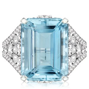 emerald cut engagement rings - Italo Emerald Cut Split Shank Aquamarine Engagement Ring, Italo jewelry - Online Catalog