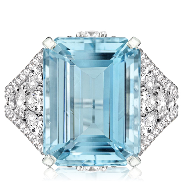 emerald cut engagement rings - Italo Emerald Cut Split Shank Aquamarine Engagement Ring, Italo jewelry - Online Catalog