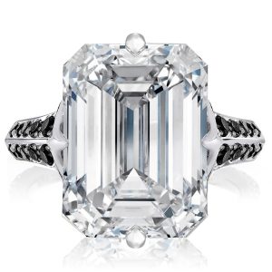 emerald cut engagement rings - Emerald Cut White & Black Sapphire Engagement Ring For Women, Italo jewelry - Online Catalog