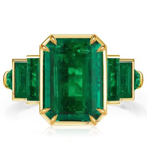 emerald cut engagement rings - Golden Seven Stone Emerald Engagement Ring Unique Engagement Ring, Italo jewelry - Online Catalog
