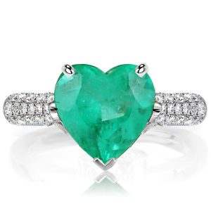 vintage engagement rings - Italo Heart Cut Emerald Color Micro Pave Engagement Ring For Women, Italo jewelry - Online Catalog