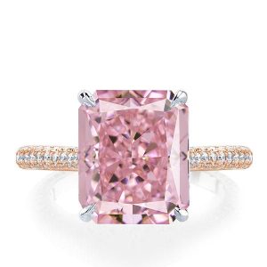 rose gold engagement Rings - Italo Two Tone Radiant Cut Pink Sapphire Engagement Ring, Italo jewelry - Online Catalog