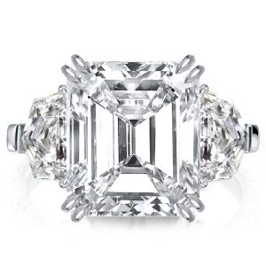 three stone engagement rings - Italo Three Stone Emerald Cut White Sapphire Engagement Ring, Italo jewelry - Online Catalog
