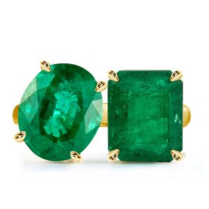 oval cut engagement rings - Italo Golden Emerald & Oval Cut Twin Stone Engagement Ring, Italo jewelry - Online Catalog