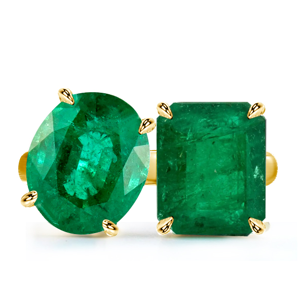 oval cut engagement rings - Italo Golden Emerald & Oval Cut Twin Stone Engagement Ring, Italo jewelry - Online Catalog