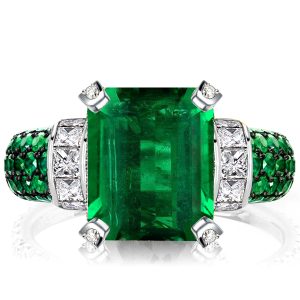 emerald cut engagement rings - Vintage Emerald Cut Emerald Ring Unique Engagement Ring, Italo jewelry - Online Catalog