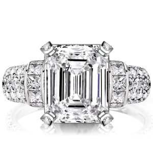emerald cut engagement rings - Italo Emerald Cut White Sapphire Engagement Ring For Women, Italo jewelry - Online Catalog