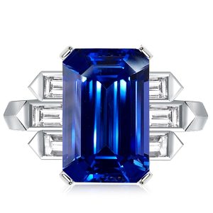 emerald cut engagement rings - Italo Unique Emerald Cut Blue Sapphire Engagement Ring, Italo jewelry - Online Catalog