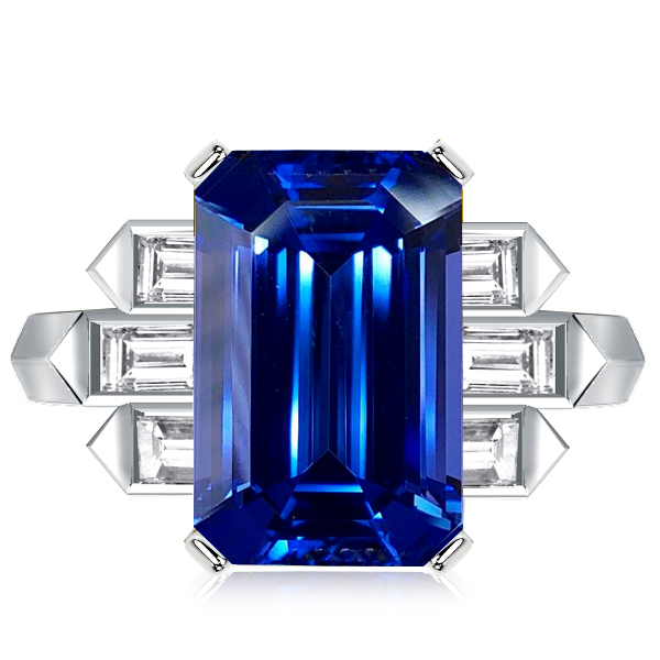 emerald cut engagement rings - Italo Unique Emerald Cut Blue Sapphire Engagement Ring, Italo jewelry - Online Catalog