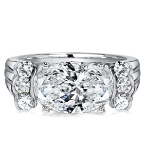 vintage engagement rings - Italo White Sapphire Oval Cut Engagement Ring For Women, Italo jewelry - Online Catalog