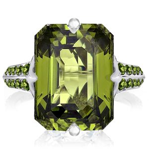 emerald cut engagement rings - Italo Emerald Cut Peridot Sapphire Engagement Ring For Women, Italo jewelry - Online Catalog