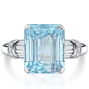 emerald cut engagement rings - Italo Aquamarine Baguette & Emerald Cut Engagement Ring, Italo jewelry - Online Catalog
