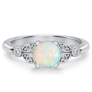 vintage engagement rings - Italo Round Cut Opal Engagement Ring Promise Ring, Italo jewelry - Online Catalog
