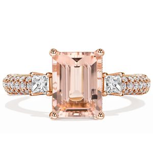 emerald cut engagement rings - Italo Rose Gold Morganite Ring Emerald Cut Promise Ring, Italo jewelry - Online Catalog