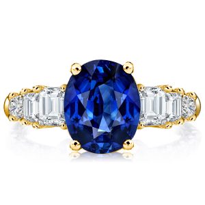 Oval cut engagement Rings - Italo Blue Sapphire Oval Cut Engagement Ring Shoulders Ring, Italo jewelry - Online Catalog