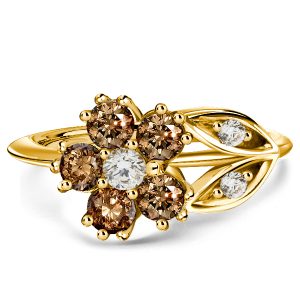 vintage engagement rings - Italo Golden Champagne Sapphire Floral Engagement Ring, Italo jewelry - Online Catalog