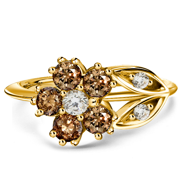vintage engagement rings - Italo Golden Champagne Sapphire Floral Engagement Ring, Italo jewelry - Online Catalog