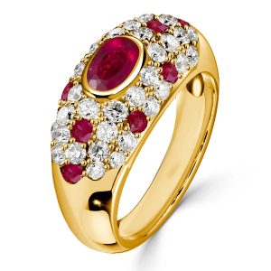 Oval cut engagement Rings - Italo Golden Oval Cut Ruby Ring Vintage Cocktail Ring, Italo jewelry - Online Catalog
