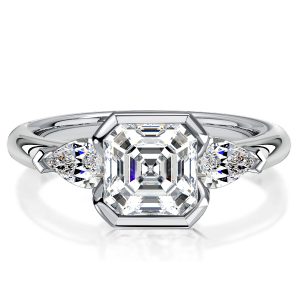 three stone engagement rings - Italo Asscher Cut 3 Stone Engagement Ring Sterling Silver Rings, Italo jewelry - Online Catalog