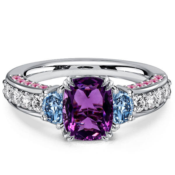 unique engagement rings - Italo Unique Amethyst Cushion Cut Engagement Rings, Italo jewelry - Online Catalog