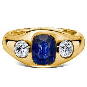 classic engagement rings - Italo 3 Stone Blue Sapphire Cushion Cut Engagement Rings, Italo jewelry - Online Catalog