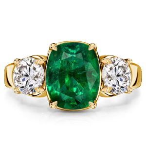 three stone engagement rings - Italo 3 Stone Emerald Sapphire Cushion Cut Engagement Rings, Italo jewelry - Online Catalog