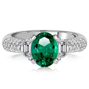 unique engagement rings - Italo Unique Emerald Sapphire Oval Cut Wedding Rings, Italo jewelry - Online Catalog