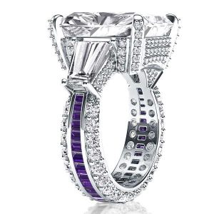 unique engagement rings - Italo Unique Radiant Cut Amethyst Engagement Ring Cocktail Ring, Italo jewelry - Online Catalog