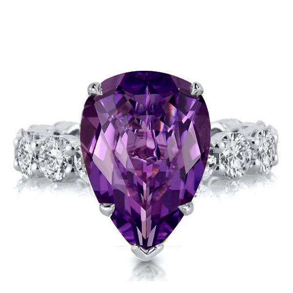 unique engagement rings - Italo Amethyst Pear Shaped Engagement Ring Wedding Rings, Italo jewelry - Online Catalog