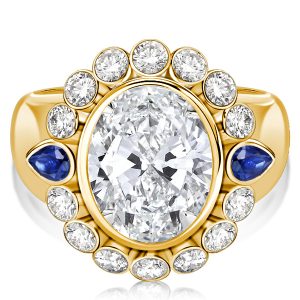 unique engagement rings - Italo Golden Halo Oval Cut Wedding Rings For Women, Italo jewelry - Online Catalog