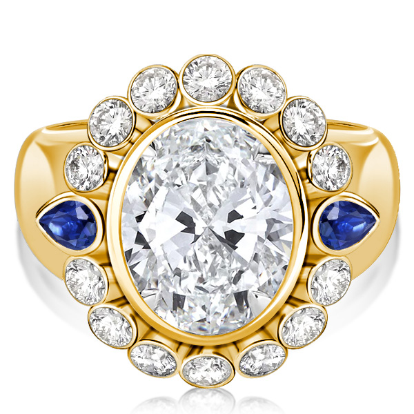 unique engagement rings - Italo Golden Halo Oval Cut Wedding Rings For Women, Italo jewelry - Online Catalog