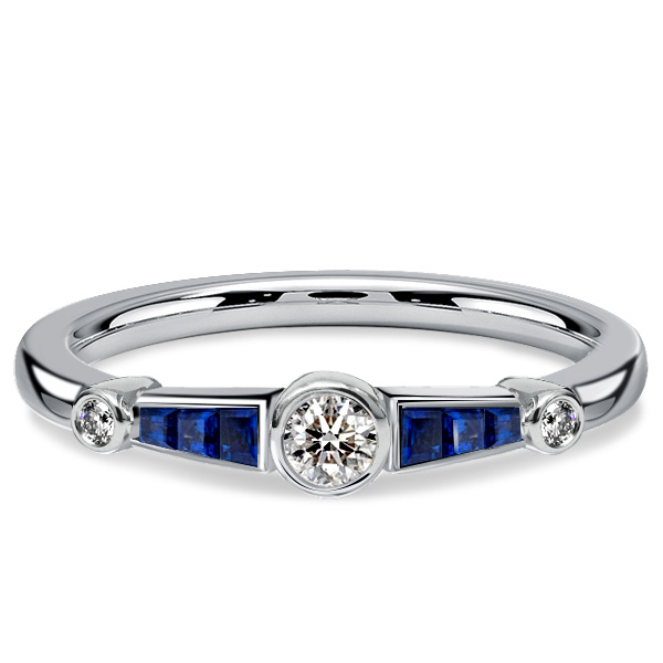 vintage engagement rings - Italo Blue Sapphire Ring Bezel Setting Vintage Wedding Rings For Women Promise Ring, Italo jewelry - Online Catalog