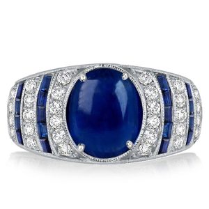unique engagement rings - Italo Oval Blue Sapphire Vintage Engagement Ring Cocktail Ring, Italo jewelry - Online Catalog