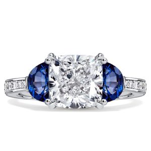 three stone engagement rings - Italo Three Stone Cushion Cut Weddding Rings For Women, Italo jewelry - Online Catalog