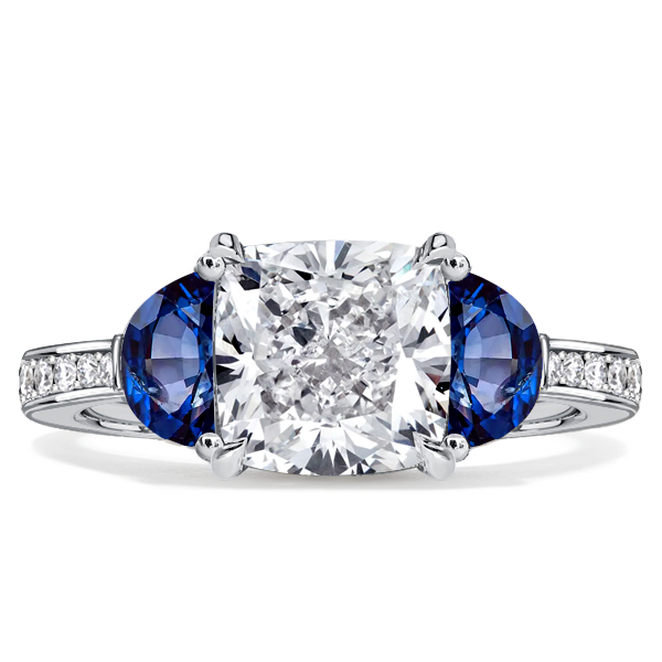 three stone engagement rings - Italo Three Stone Cushion Cut Weddding Rings For Women, Italo jewelry - Online Catalog
