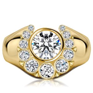 unique engagement rings - Italo Golden Bezel Setting Round Cut Cocktail Rings For Women, Italo jewelry - Online Catalog