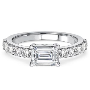 classic engagement rings - Italo Emerald Cut East West Wedding Rings For Women, Italo jewelry - Online Catalog