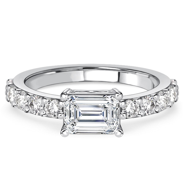 classic engagement rings - Italo Emerald Cut East West Wedding Rings For Women, Italo jewelry - Online Catalog